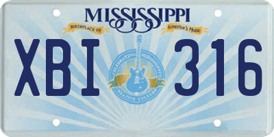 MS license plate XBI316