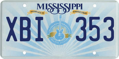 MS license plate XBI353