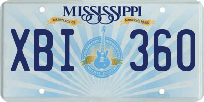 MS license plate XBI360