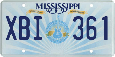 MS license plate XBI361