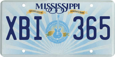 MS license plate XBI365
