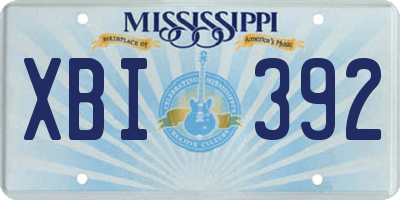 MS license plate XBI392