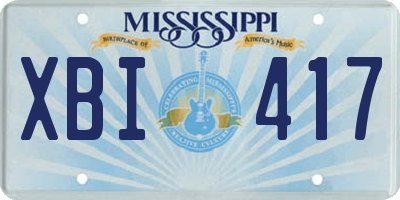 MS license plate XBI417