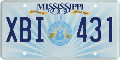 MS license plate XBI431