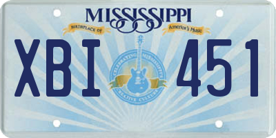 MS license plate XBI451