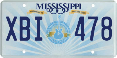 MS license plate XBI478