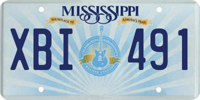 MS license plate XBI491