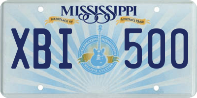 MS license plate XBI500