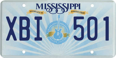 MS license plate XBI501