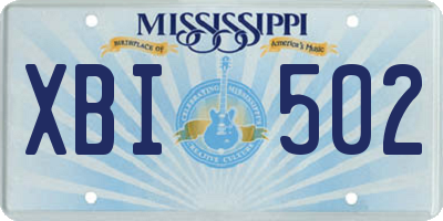 MS license plate XBI502