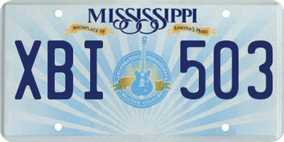 MS license plate XBI503