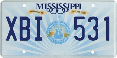 MS license plate XBI531