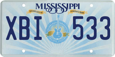 MS license plate XBI533