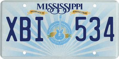 MS license plate XBI534