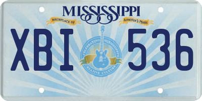 MS license plate XBI536
