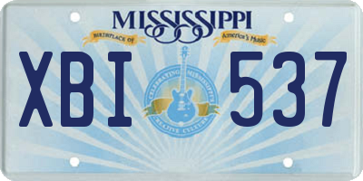 MS license plate XBI537