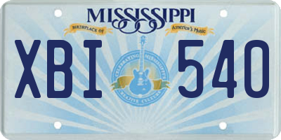 MS license plate XBI540