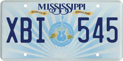 MS license plate XBI545