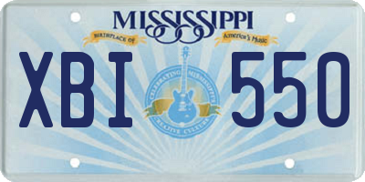 MS license plate XBI550