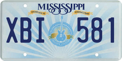 MS license plate XBI581
