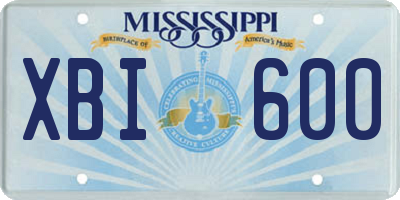 MS license plate XBI600