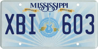 MS license plate XBI603
