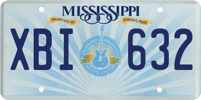 MS license plate XBI632
