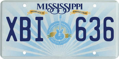 MS license plate XBI636