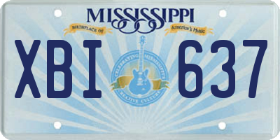 MS license plate XBI637