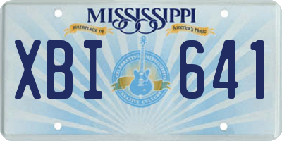 MS license plate XBI641