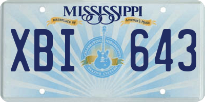 MS license plate XBI643