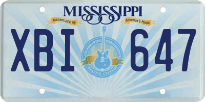 MS license plate XBI647