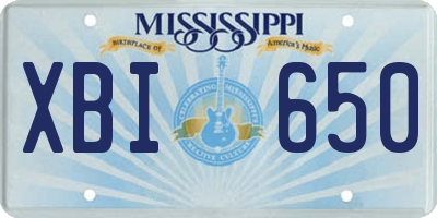 MS license plate XBI650