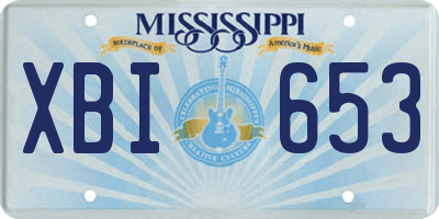MS license plate XBI653