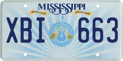 MS license plate XBI663