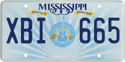 MS license plate XBI665