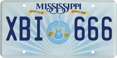 MS license plate XBI666