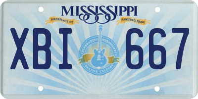 MS license plate XBI667