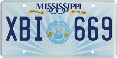 MS license plate XBI669