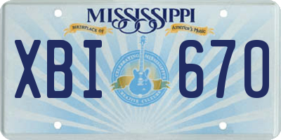 MS license plate XBI670