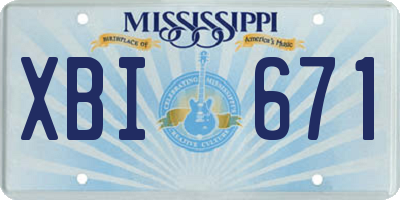 MS license plate XBI671