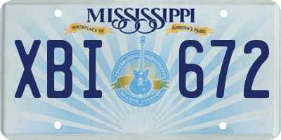 MS license plate XBI672
