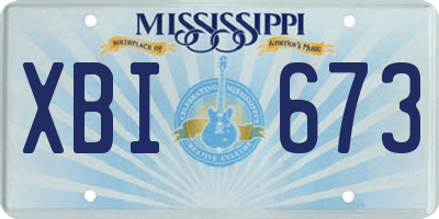 MS license plate XBI673