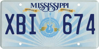 MS license plate XBI674