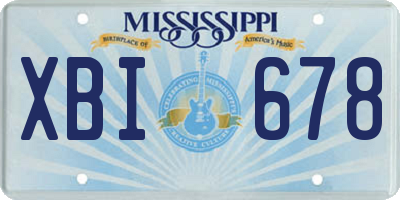 MS license plate XBI678