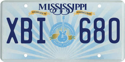 MS license plate XBI680