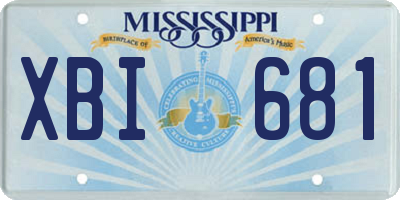 MS license plate XBI681