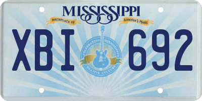 MS license plate XBI692