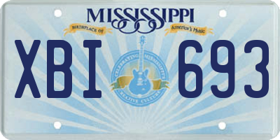 MS license plate XBI693