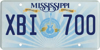 MS license plate XBI700